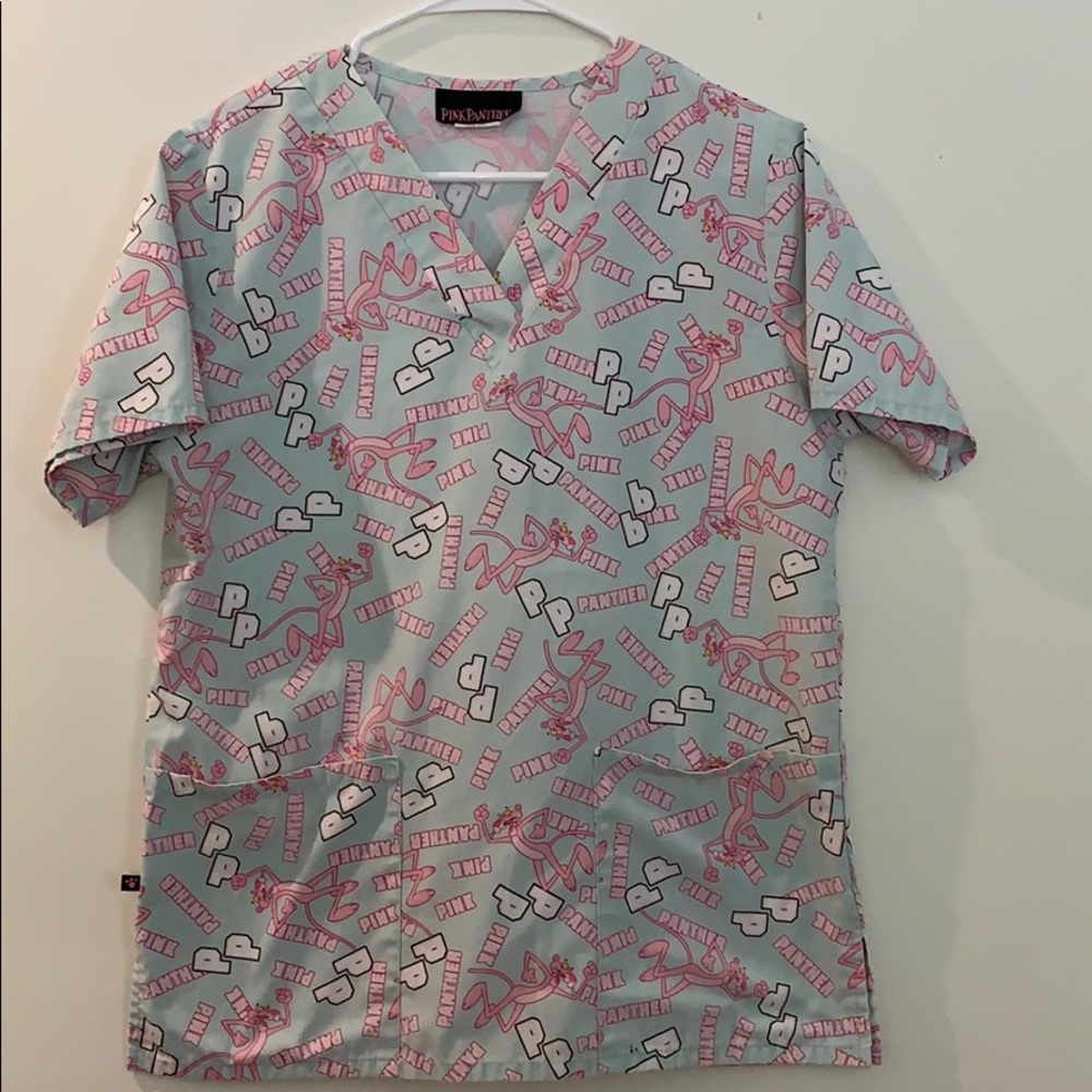 Vintage Pink Panther Nurse Scrub Top